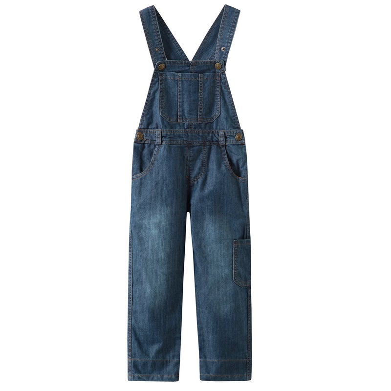 GRANDWISH Boys Blue Thin Denim Bib Overalls 8 - Image 1
